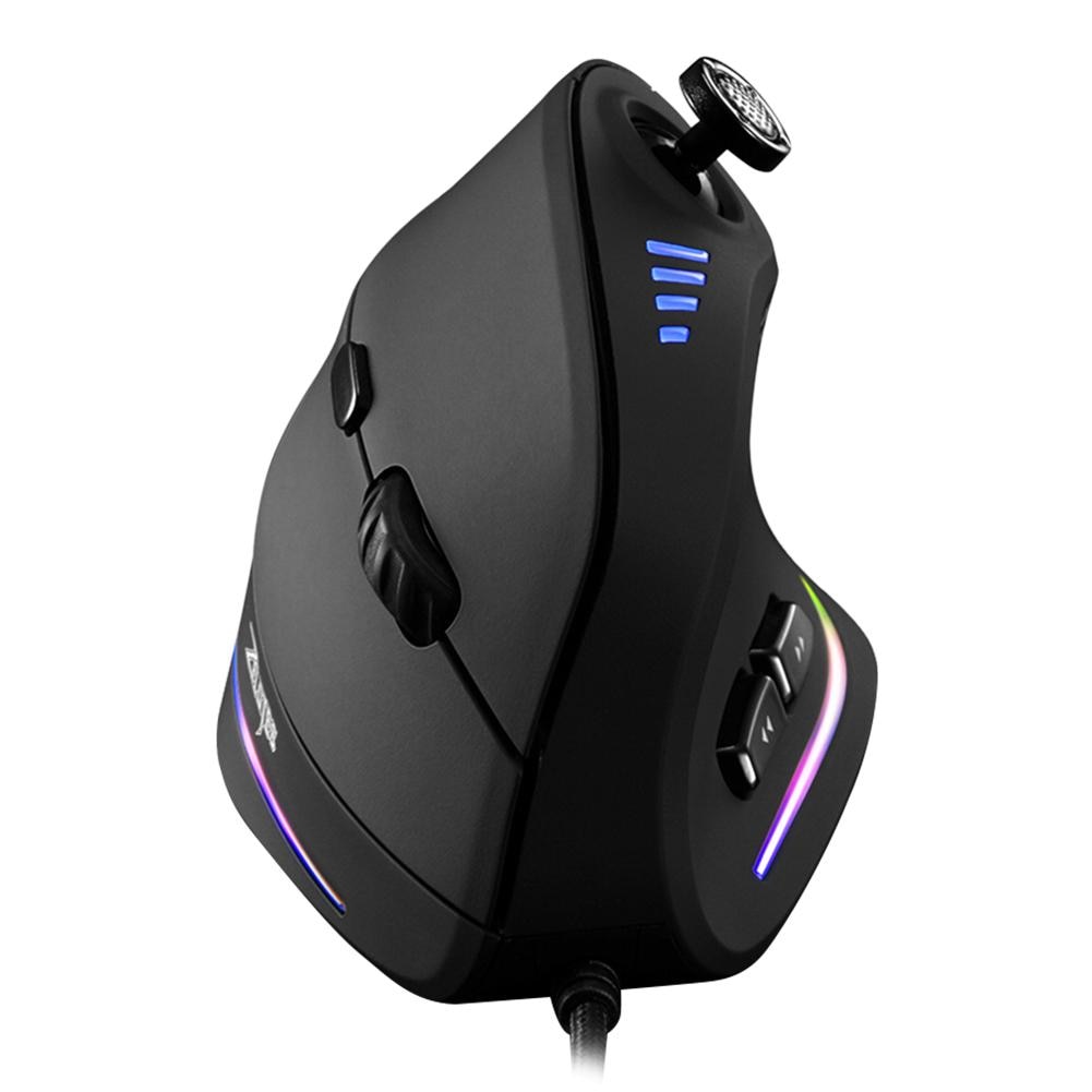 ZELOTES – souris verticale de jeu, C-18 DPI, 11 boutons, ajustable, ergonomique, filaire, USB, rvb, pour PC portable, Gamer, 10000