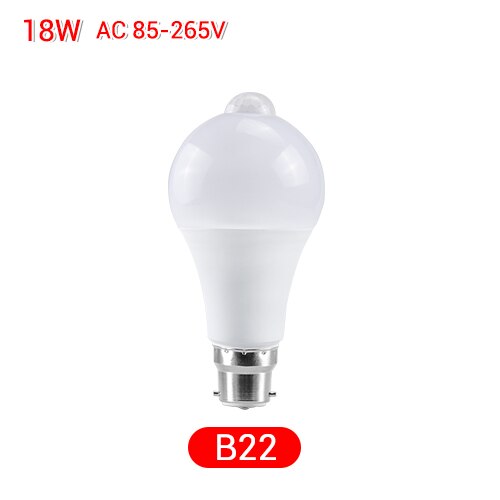 Pir-liiketunnistin  e27 led hätävalolamppu  b22 led-lamppu 85-265v portaat käytävä käytävä kuisti käytävä autotalli yövalaistus: B22 18w / Lämmin valkoinen