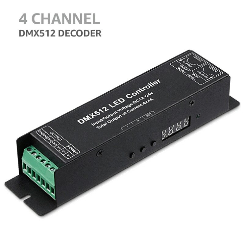 DMX512 Decoder 4-Channel Constant Voltage Strip Display DMX Digital Tube Decoder LED Light Converter