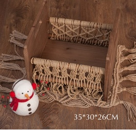 Cama de bebé para fotografía, cuna de bebé en forma de corazón, contenedor de madera para estudio fotográfico, utilería para posar: 2