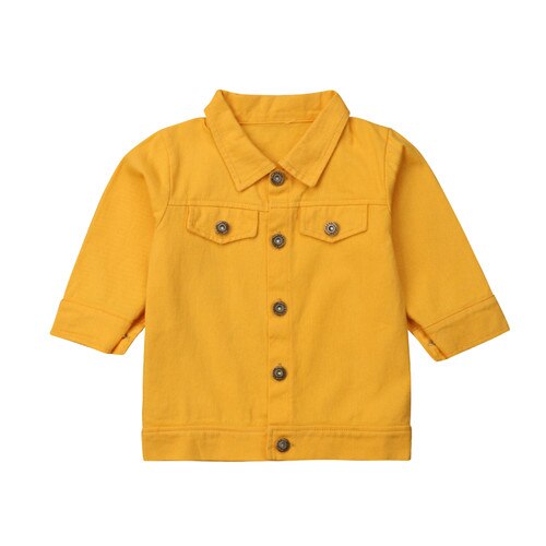 Children Baby Girl Kids Outerwear Coat Denim Jacket Jeans Long Sleeve Solid Yellow Girls Tops Clothes 1-6T: 2T