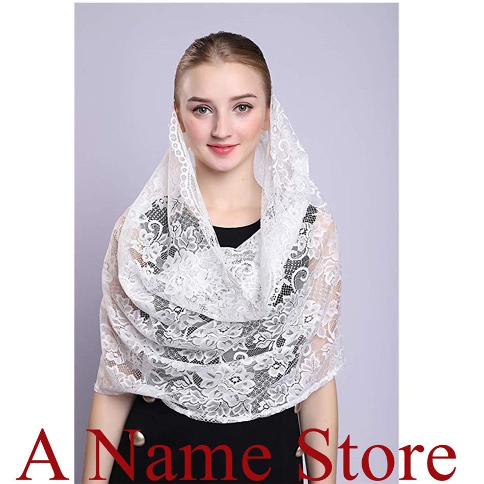 Navy Blue Lace Sluiers Mantillas Voor Kerk Hoofdbedekking Headwrap Katholieke Latin Massa Mantilla Negras Voile Mantillas