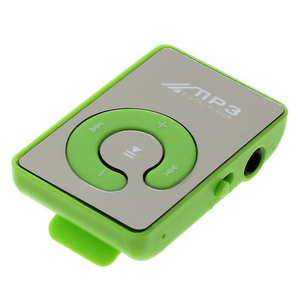 Mini Mirror Clip MP3 Player Portable Sport USB Digital Music Player Micro SD TF Card Media Player: Green