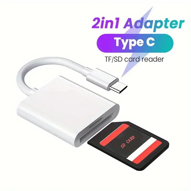 2-in-1-USB-Typ C und Beleuchtung auf SD-TF-Kartenleser-Adapter für iPhone 15 14 13 12 11 IPad Otg Micro SD-Speicherkartenanschluss: WHITE