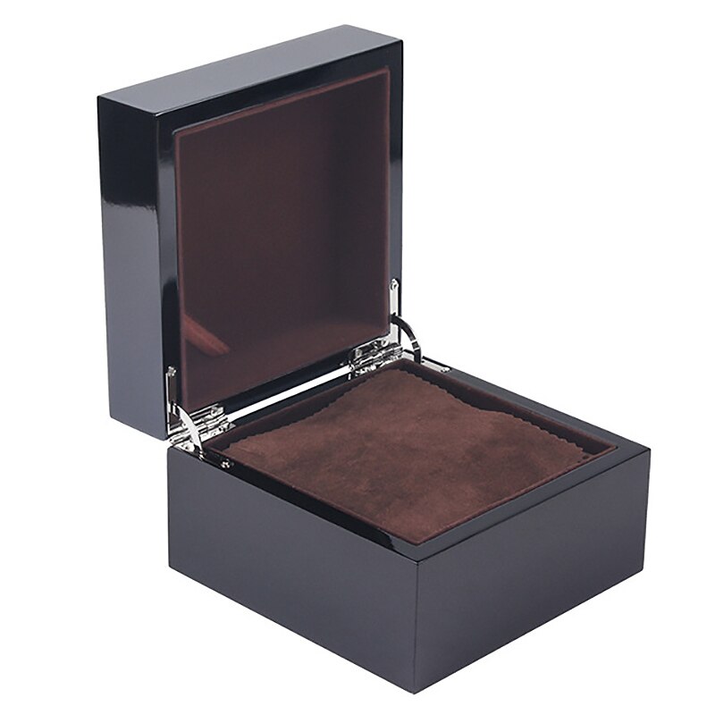 Zwart Gelakt Houten High-End Horloge Doos Horloge Display Box Vierkante Doos: Default Title