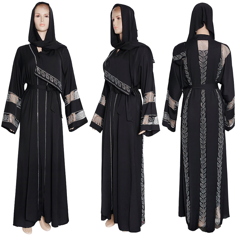 MD Abayas para damas vestido Hijab Dubai Turquía musulmán vestido Hijab caftán marroquí piedras brillantes Kimono ropa islámica