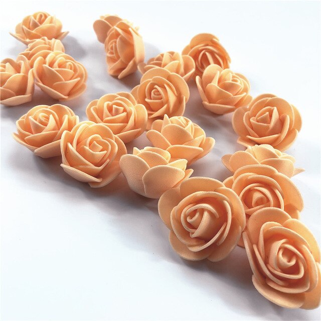 1PC 15cm/20cm/35cm Foam Rose Bear Mold DIY TOY Artificial Rose Flower Bear Plastic Bear Roses Luck Dog Mold Model: 100pcs Orange