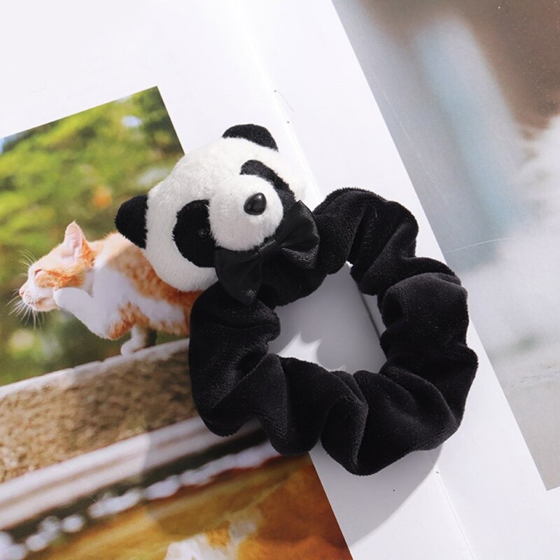Pinza de pelo peluda de Panda, coletero de pelo de Animal de dibujos animados, diadema de felpa bonita para maquillaje, accesorios para el cabello de cara
