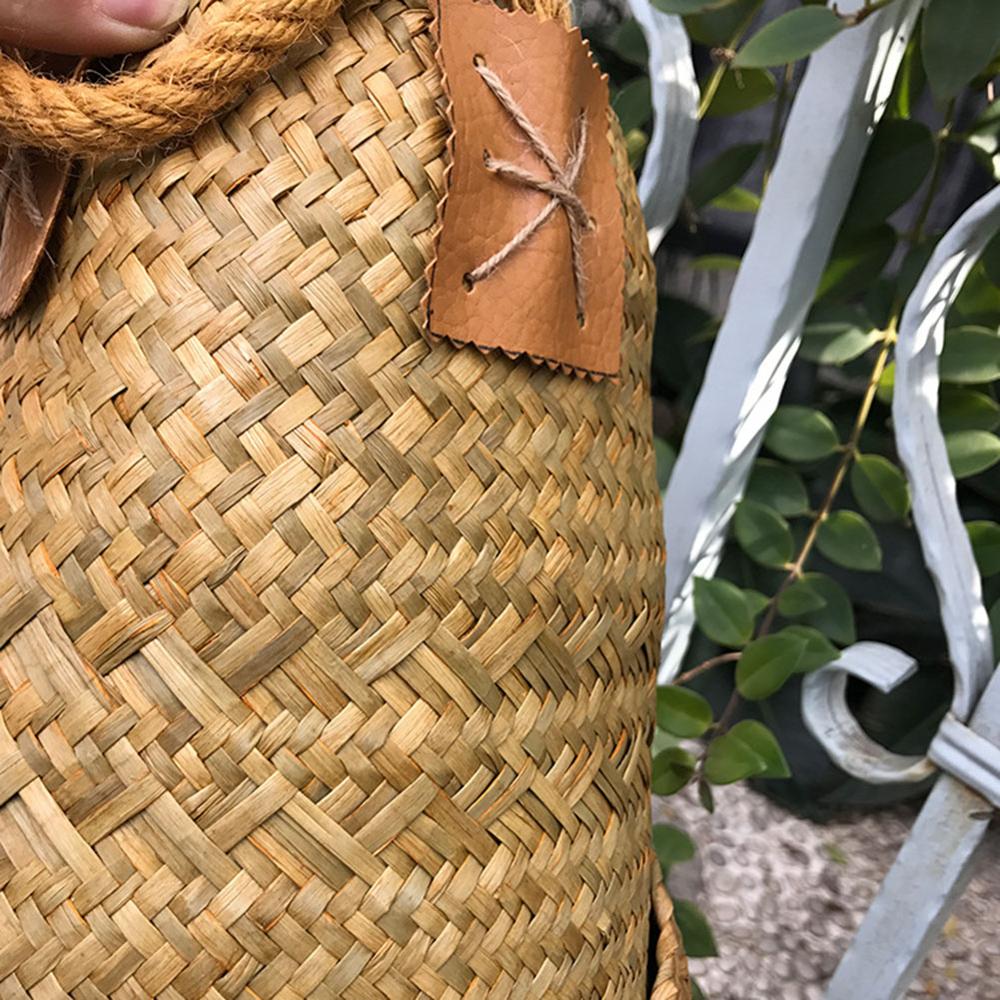 Seagrass Woven Storage Baskets Garden Flower Vase Hanging Basket Rattan Planter Potted Organizer Home Laundry Basket with Handle