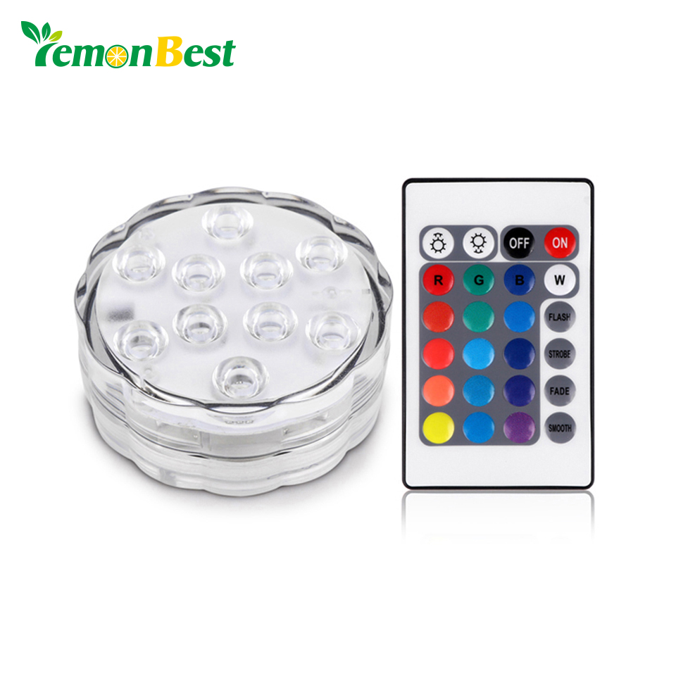 RGB 10 Led Light Battery Operated IP68 Waterdichte Onderwater Zwembad Wedding Party Piscina Vijver Verlichting