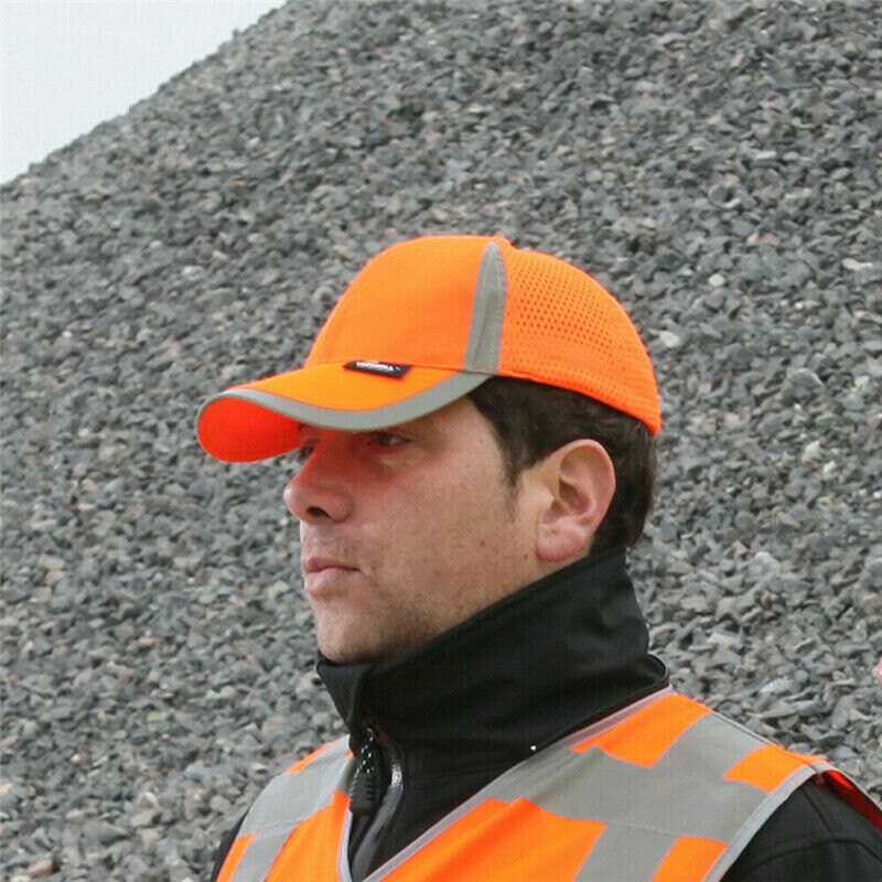 Outdoor Hoeden Hoge Zichtbaarheid Verstelbare Baseball Cap Fluo Veiligheid Geel Oranje Zonnehoed