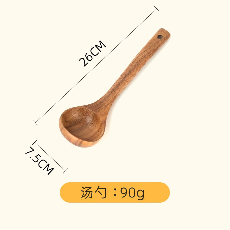 Teak Spoon Set Acacia Wood Long Handle Cooking Utensils Non-stick Pan Special Wooden Cooking Spatula: NO. 7