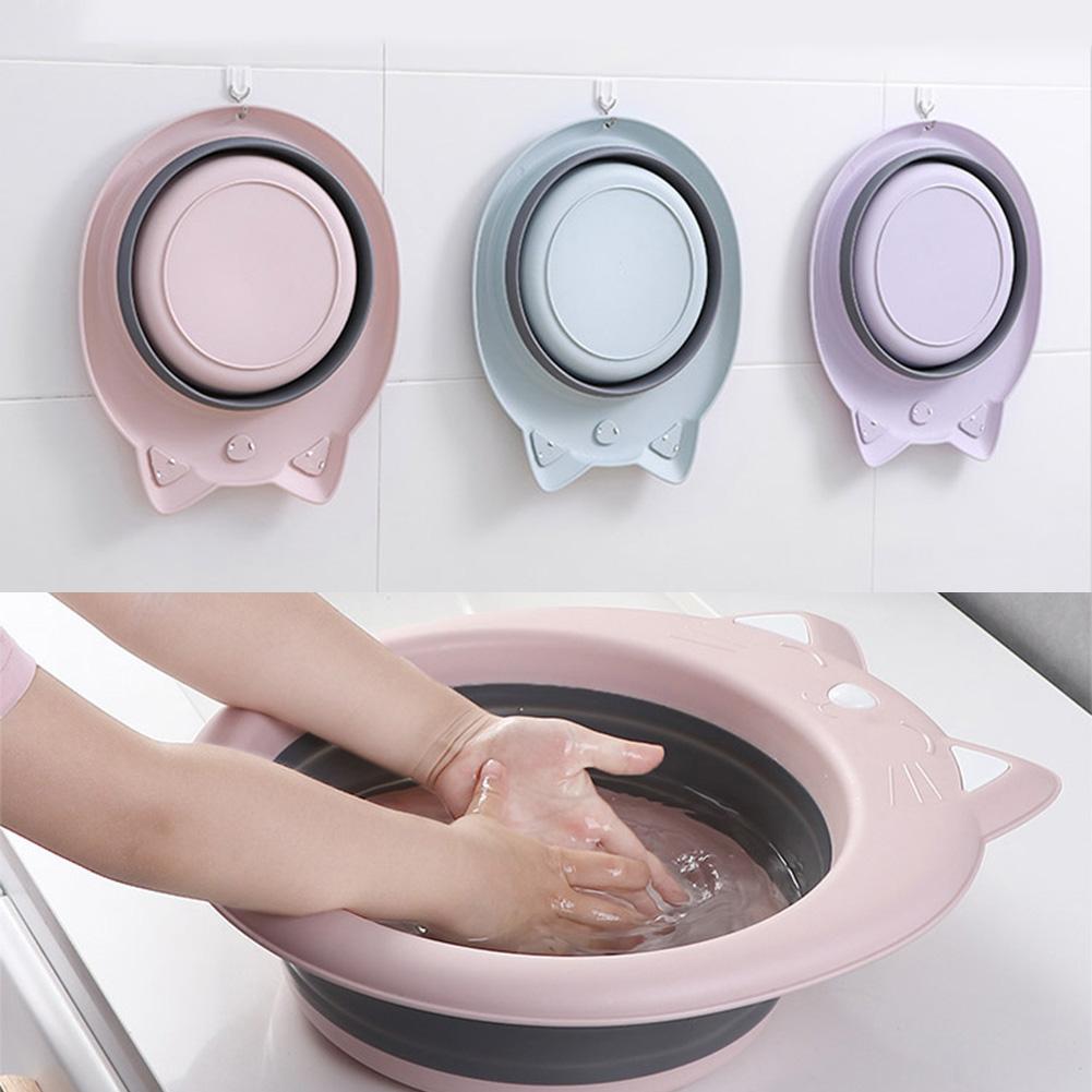 Cartoon Cat Portable Baby Face Basin Kids Plastic Thicken Washbasin