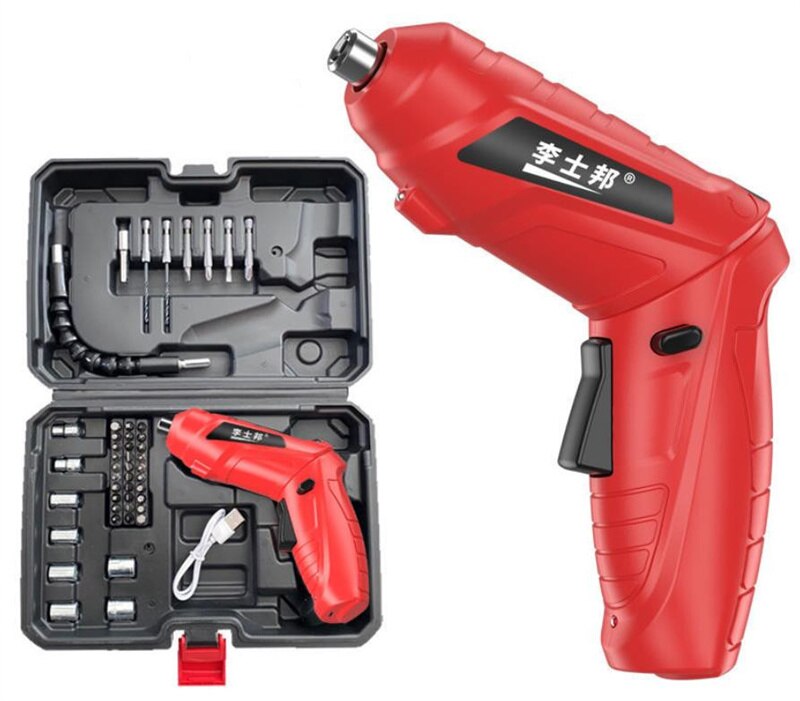Multifunction Mini Electric Drill Home Electric Screw Driver Screwdriver Power Tool USB Charge Universal Wrench Maintain THE1203: red D