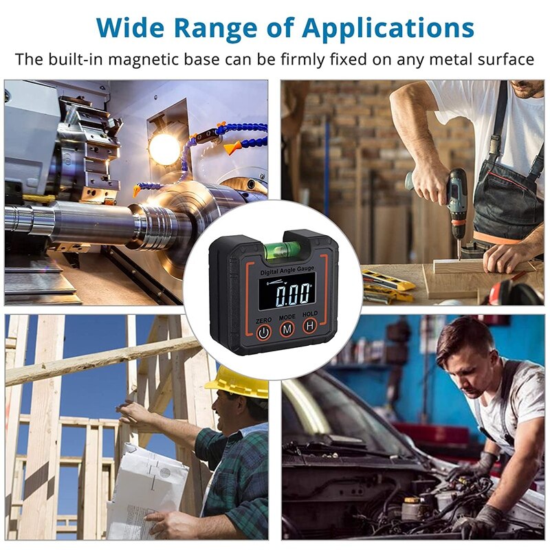 Digital Angle Finder netic & Level Bubble Vial 490 Degree Angle Gauge Inclinometer Protractor Upgraded VA LCD Display