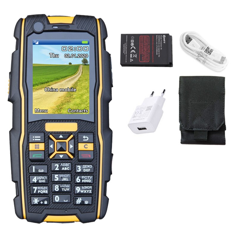 Case IP67 Waterdichte Robuuste 3G Wcdma Gsm Shockproof Sos Telefoon Zaklamp Speed Dial Recorder Mobiele Telefoons Drukknop telefoon: add 4GB TF card / No box