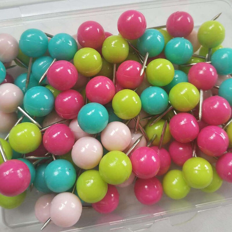 Chinchetas de bola de bolitas para manualidades, bonitas chinchetas de colores caramelo, Decoración práctica artesanal, accesorios de alfileres fijos, 100 Uds.