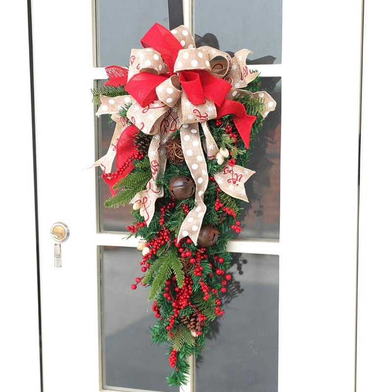 Julepynt swag krans bånd fyr kegle dør mount dråbe swag krans udendørs hængende væg dekoration