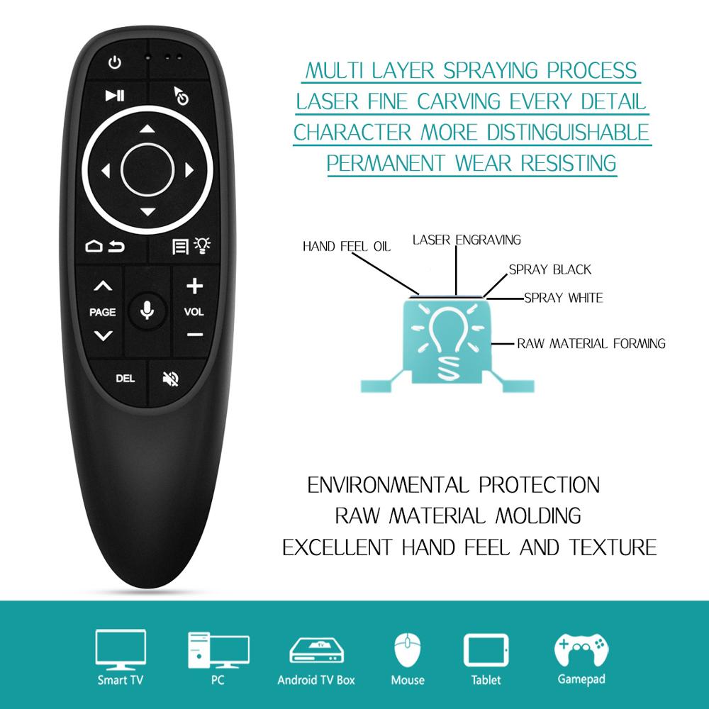 L8 star  g10 pro bakgrundsbelyst luftmus google röstsökning gyroskop fjärrkontroll 2.4g trådlös mikrofonmus för smart tv box