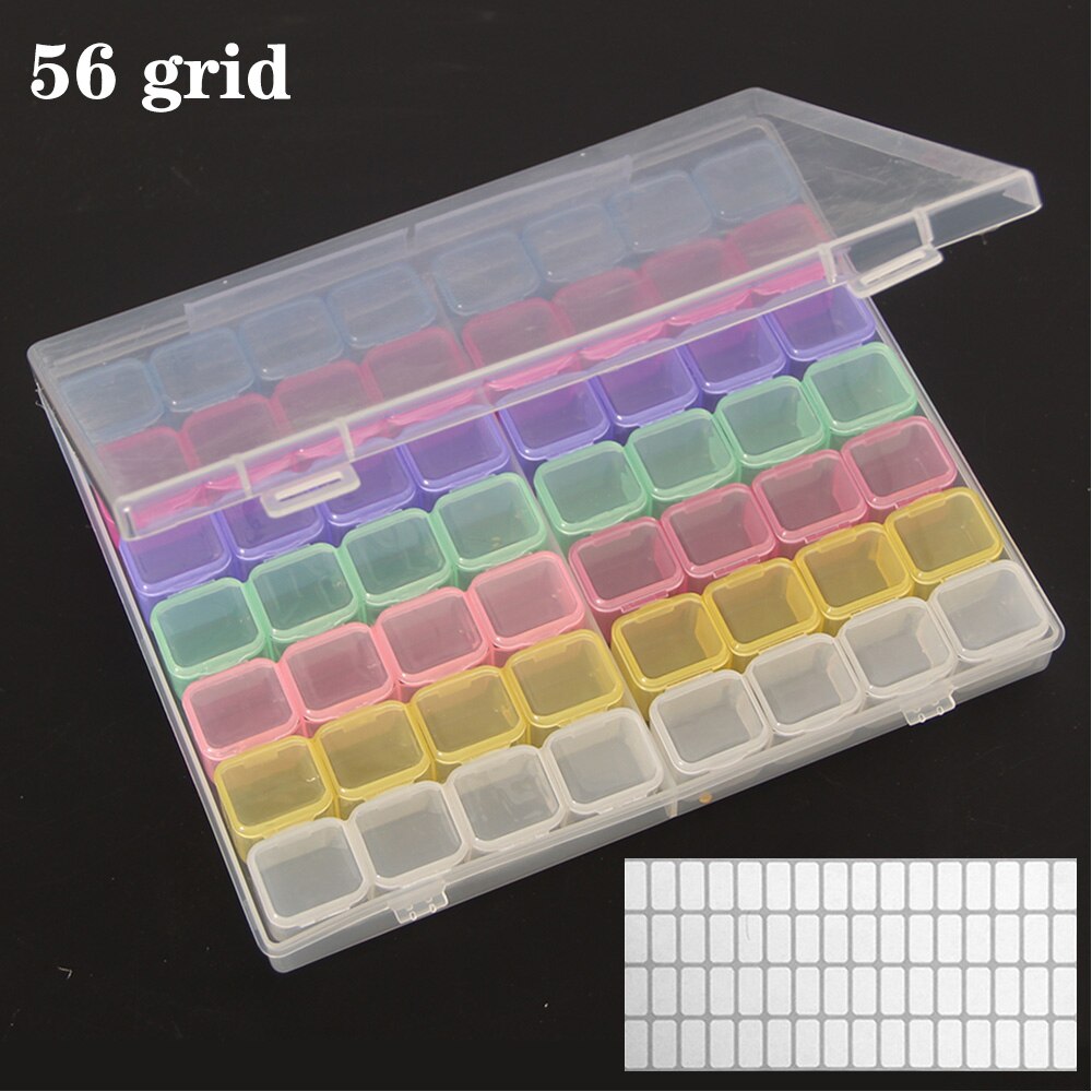Diamond Painting 28/56/224 Slot Box Storage Accessories Tool Nail Art Rhinestone Bead Stone Storage Box Sewing Container: 56 grid color