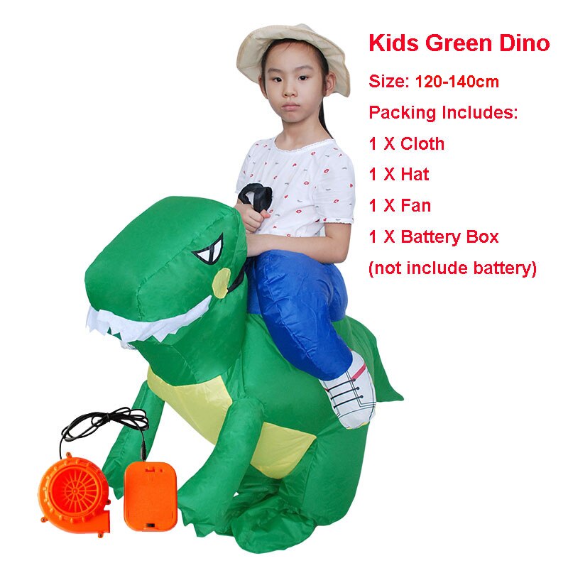 Disfraz inflable para adultos, disfraz inflable de Velociraptor, disfraz de dinosaurio de Halloween, disfraces de T REX para hombres, disfraces de fantasía, dinosaurio Cosplay: kids size 1003