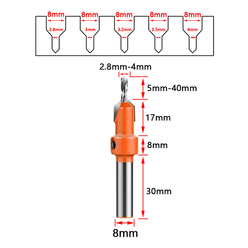 5PCS HSS Timber Woodworking Ti Countersink Drill Bit Set Screw Cutter Wood Tool