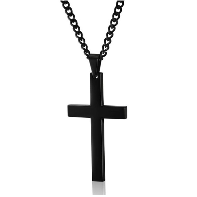 Kryds vedhæng halskæde sort kæde rustfrit stål halskæder til mænd smykker collana kolye bijoux krave mujer collier homme