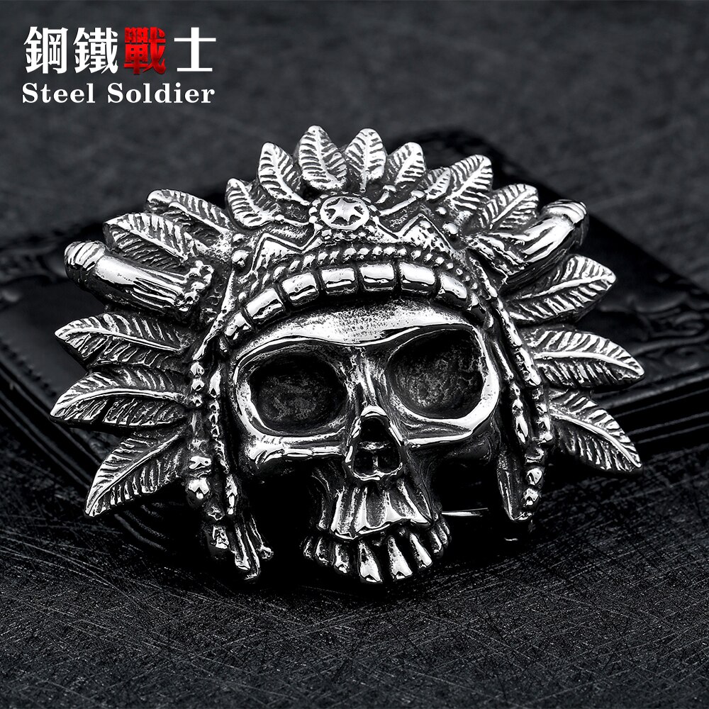 Stahl soldat & WholesaleStainless Stahl Punk schädel gürtelschnalle männer zubehör schmuck