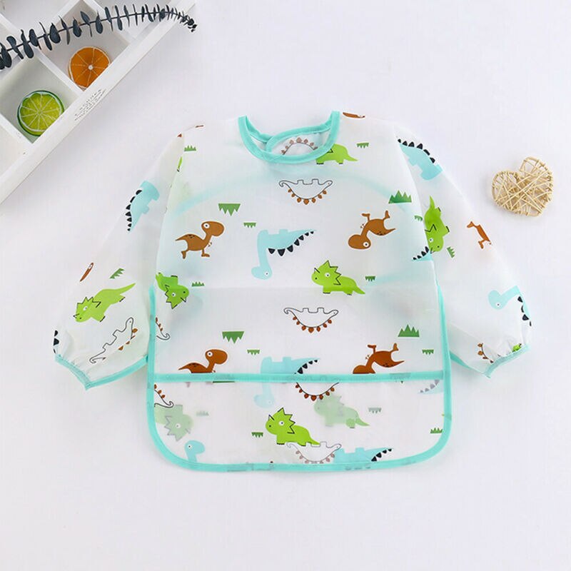 Baby Peuter Lange Mouw Waterdichte Feeding Bib Art Schort