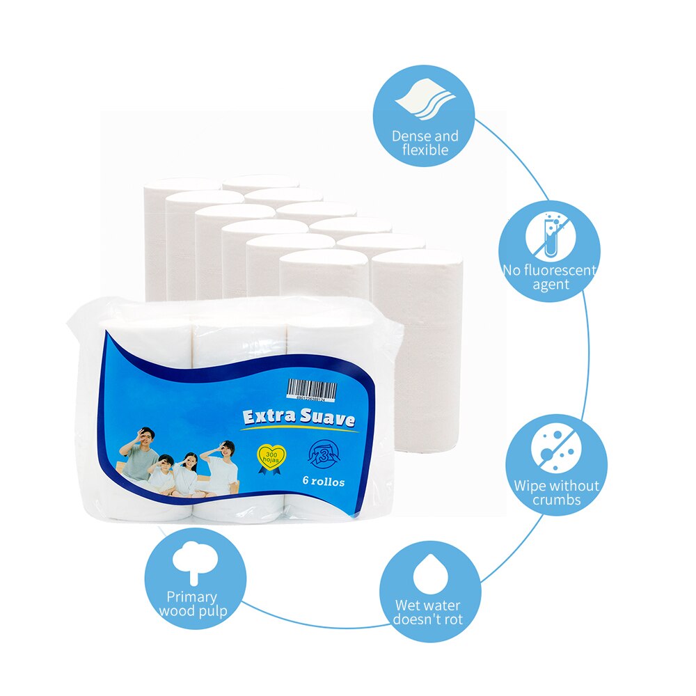 12 Rolls Toilet Paper White Soft Coreless Roll Paper Towel Kitchen Bathroom Bath Tissue For Kids Adults Household