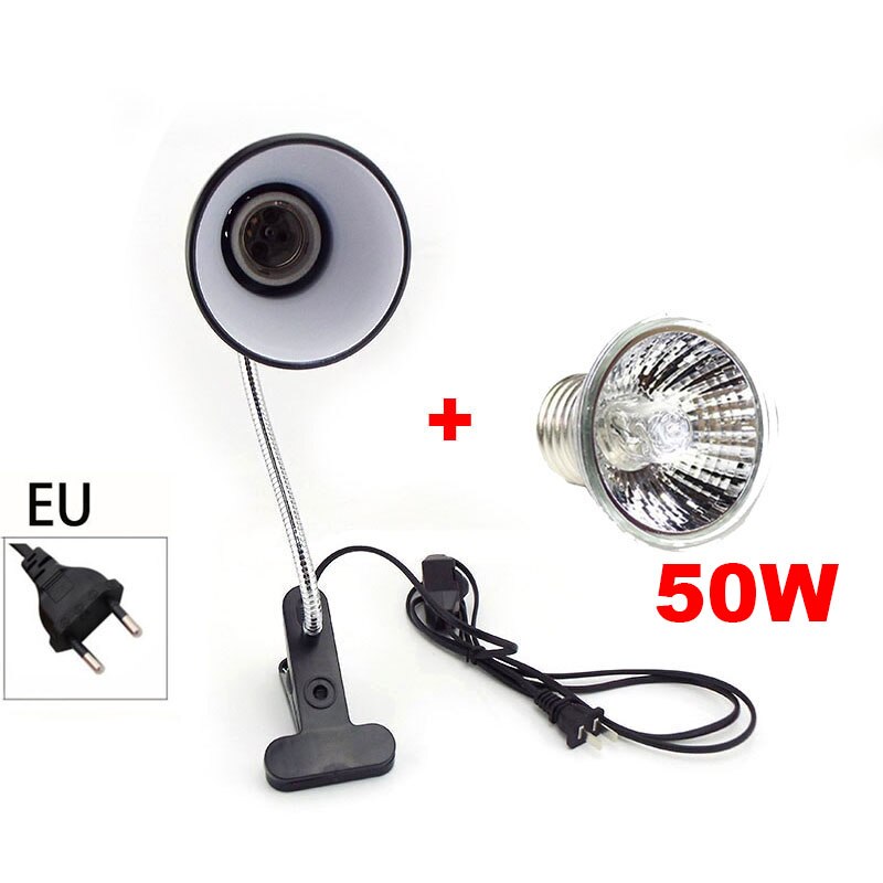 Set di portalampada per rettili UVA UVB con termometro a Clip igrometro lucertola tartaruga tartaruga Basking lampadina riscaldante 220V: 50W EU Set A