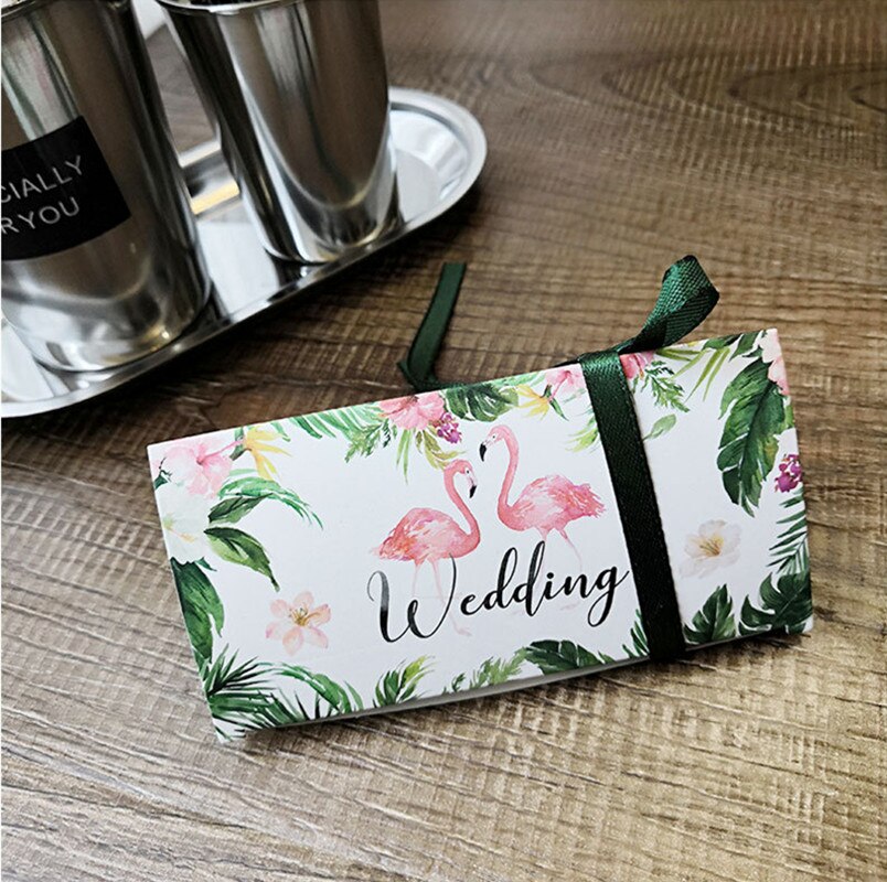 100Pcs Flamingo Wedding Candy Box Paper Guests Favor Boxes Birthday Party Favors chocolate cookie Box packaging Supplie: Pictures show 02 / 100PCS