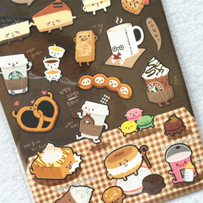breakfast topic cute sticker bread cake die cuttings shape scrapbooking planner notebook decorative stickers sheet