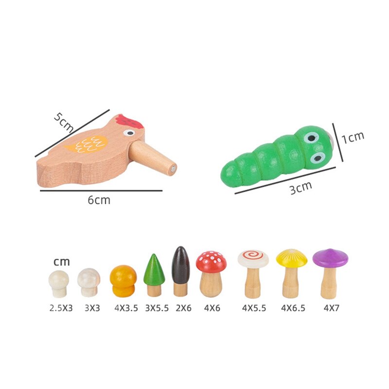 Boy and Girl Wooden Fishing Game Early Education Puzzle Childrens Bird Catching Insects Feeding netic Play