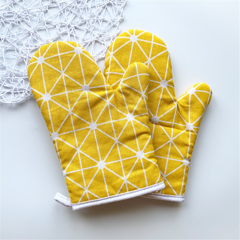 1 pièce mignon antidérapant jaune gris coton moufle four à micro-ondes gant cuisine cuisson cuisson BBQ maniques four mitaines