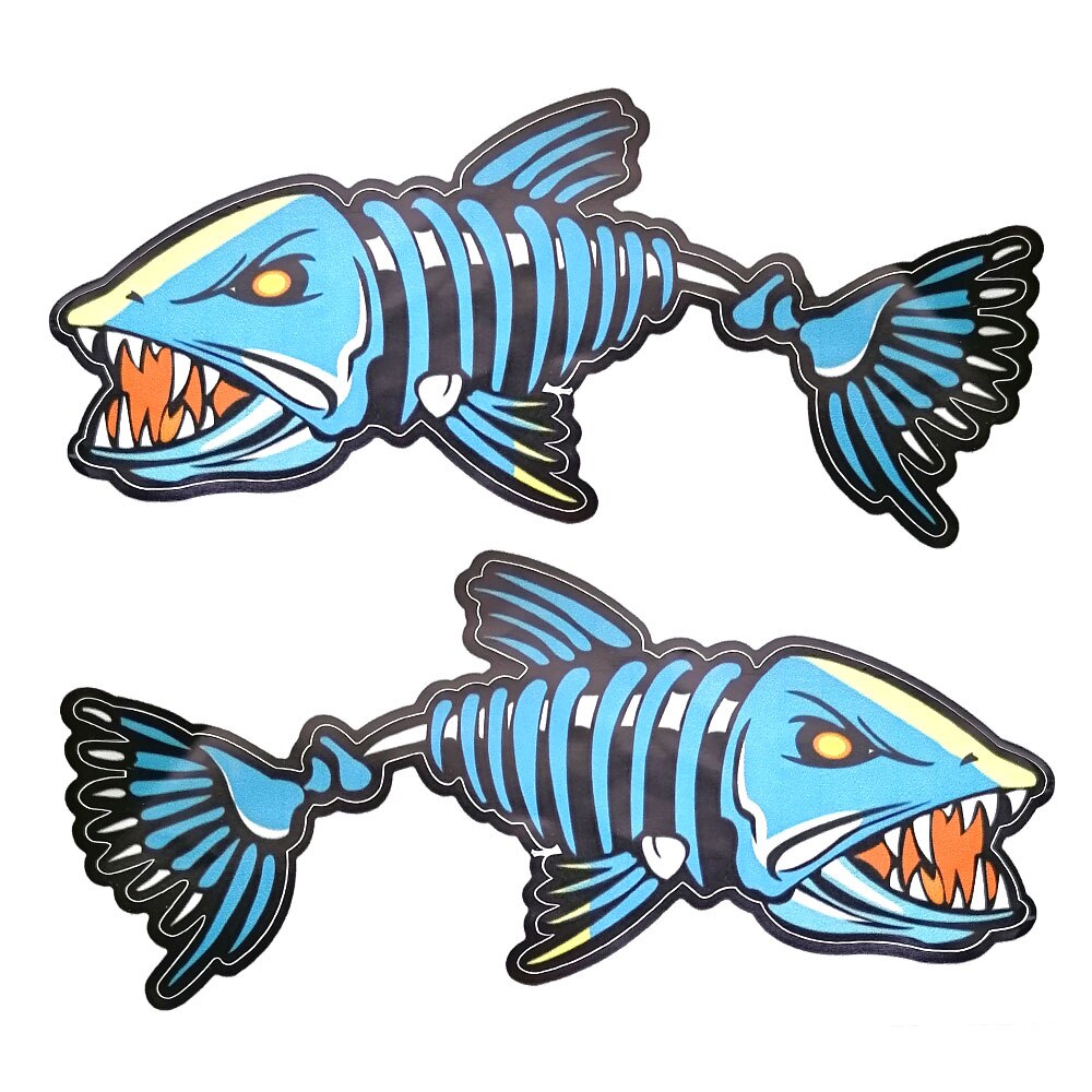 2Pcs Self Adhesive Skeleton Fish Bone Decal Fishing Sticker For Kayak Canoe Fishing Boat Car Truck Window
