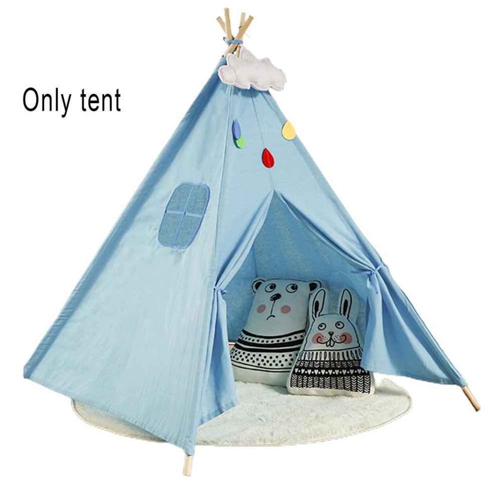 1.35M/1.6M Indian Style Children Tent for Kids Removeable Gaming Tent Tung Wood Indoor Bedroom Accessories Cute Castle Tent: 1.35m Blue