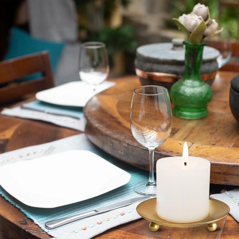 3 stuks ijzeren kaarsenplaat, eenvoudige kandelaar, kaarsenhouder, kandelaarstandaard