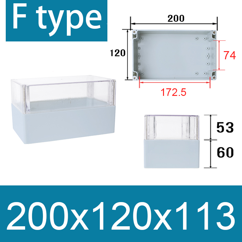 F-type transparent waterproof box Outdoor monitoring box Outdoor waterproof junction box ABS Plastic terminal seal switch box: WHITE