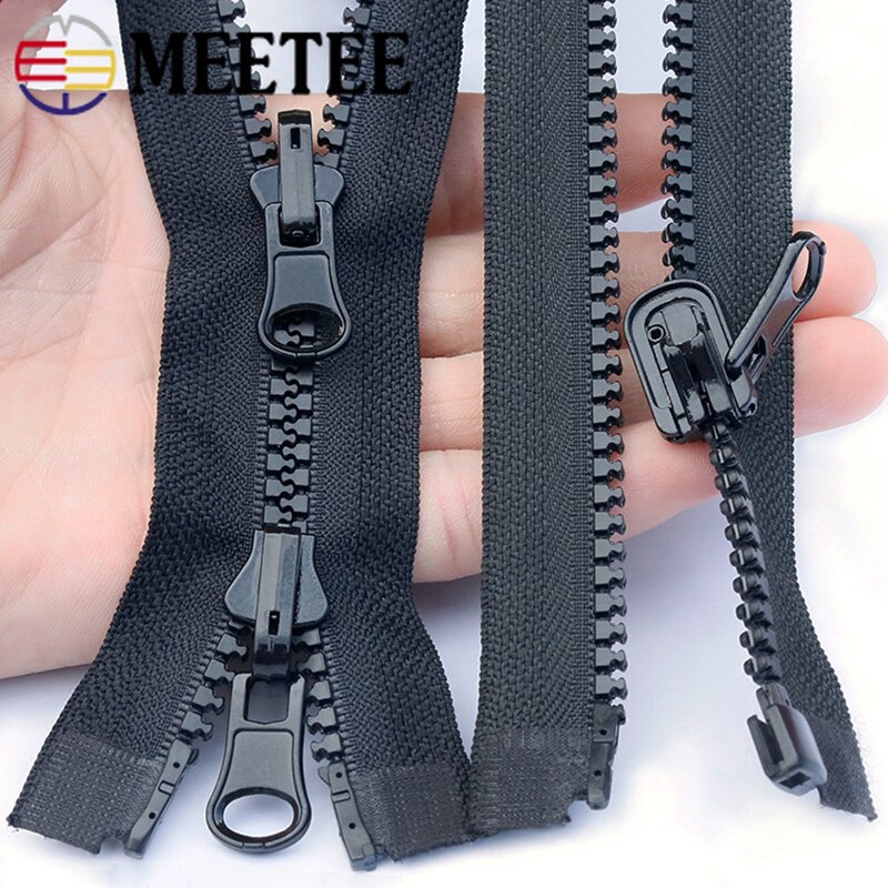 Meetee 60-100cm 5# Resin Zippers Double-sided Slider Open-end Zipper for Coat Jacket Repair Zip DIY Sewing Garment Accessories
