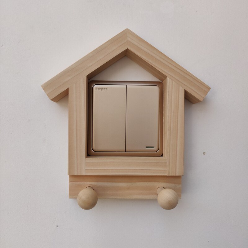 Wall Decoration Solid Wood Switch Decoration Household Socket Panel Shielding Cover Decorative Frame: style 4