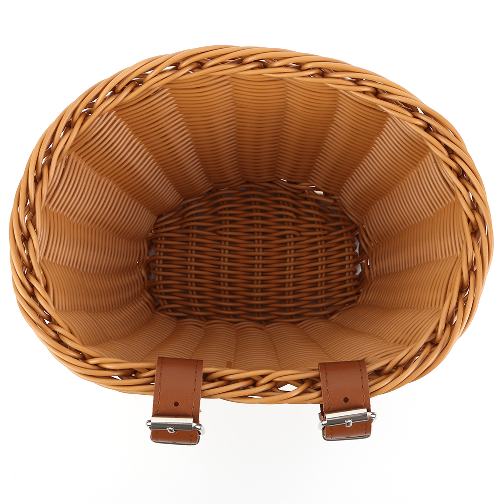 Cesta trenzada para bicicleta, campana para bicicleta, cesta extraíble de imitación de ratán para bicicleta, cesta de mimbre de imitación para bicicleta impermeabilizante