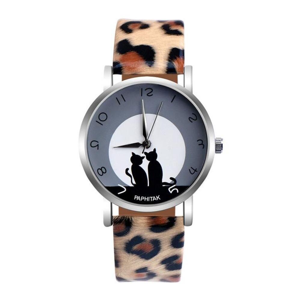 Männer Frauen relogios Schöne Katze Quarz Analog Arabische Zahlen Party Datum Paar Armbanduhr reloj bajan saat HEIßER frau uhr: Leopard