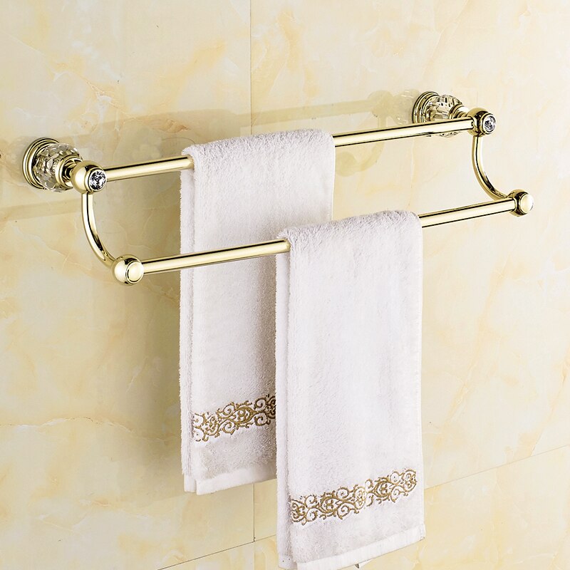 Solid Brass Crystal Bathroom Accessories Set Polish Finish Gold Bathroom Hardware Set Europe Antique Bathroom Products ST1