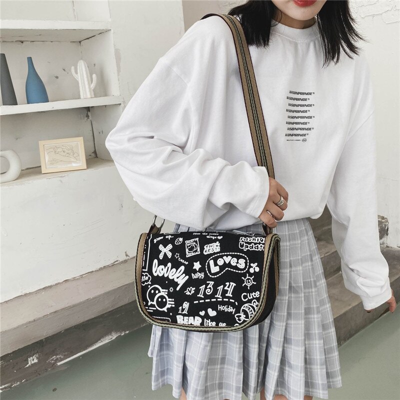 Dames Schoudertas Canvas Tas Outdoor Mobiele Telefoon Tas Travel Organizer Persoonlijkheid Messenger Bag