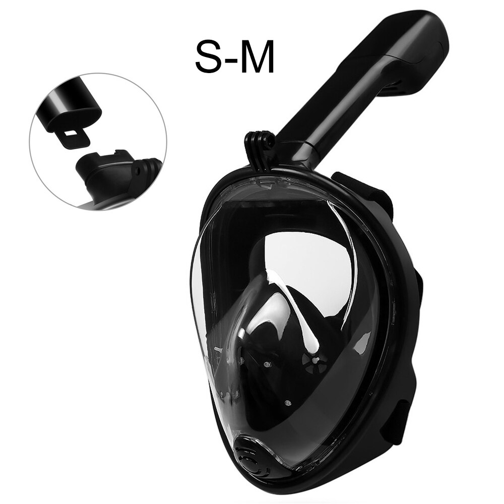 Máscara de buceo subacuática Antiniebla máscara de Snorkeling de cara completa mujeres hombres nios natación Snorkel equipo de buceo: Flat Black S-M