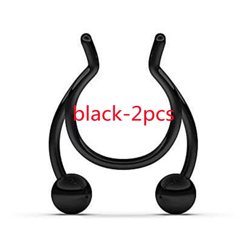 1Pcs Nose Ring Neus Clip Rvs Neustussenschot Valse Neus Ring Piercing Sieraden: black-2pcs