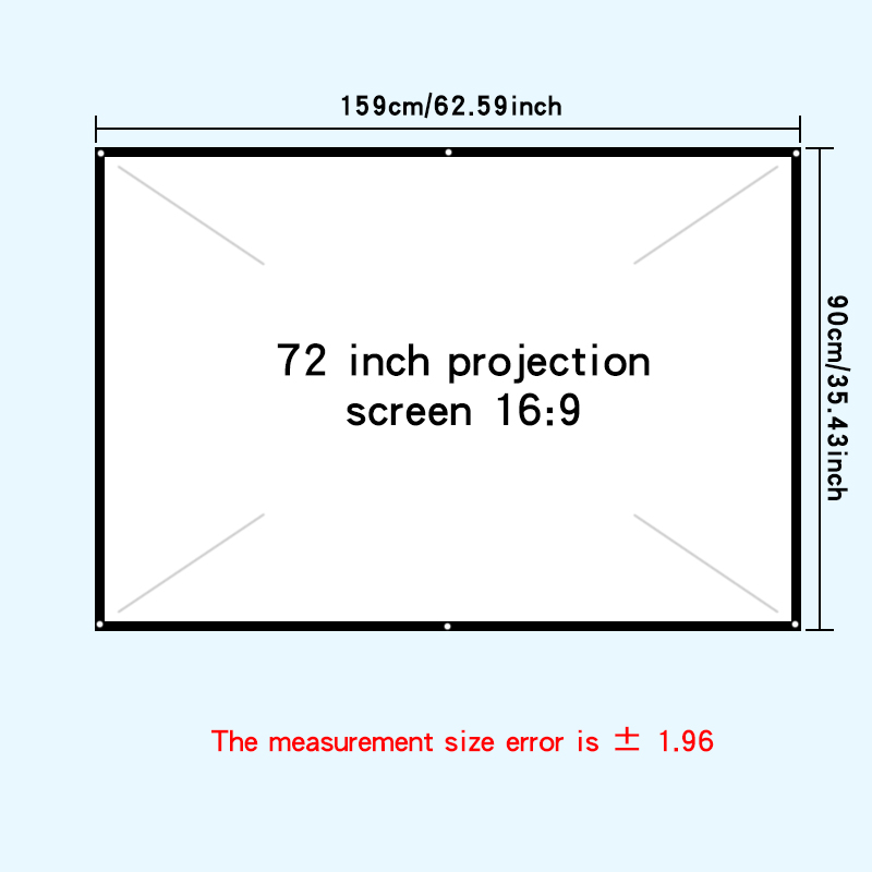 Simple wall mounted projection soft screen foldable outdoor camping entertainment movie screen high-definition washable 16:9: 72 inch