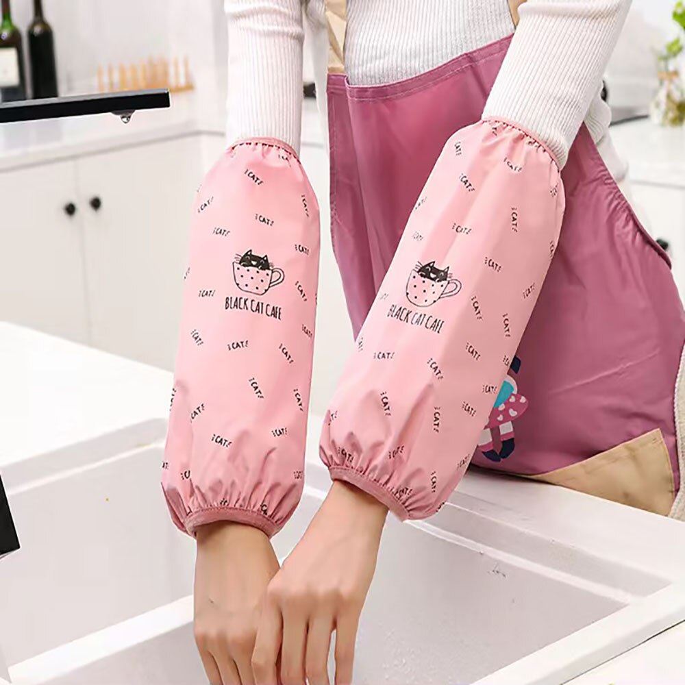 Polsino impermeabile maniche lunghe in stile coreano polsini repellenti per olio e sporco proteggi maniche per abbigliamento polsino per la pulizia della casa della cucina: Colore rosa