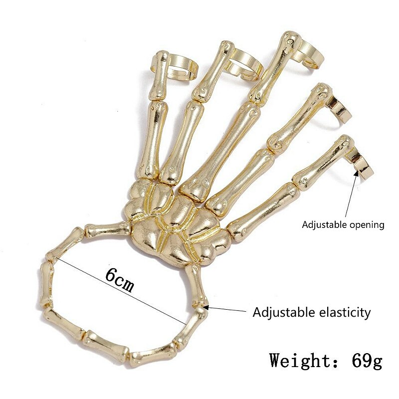 Halloween para mulher gótico punk mão schedel esqueleto elasticidade ajustável pulseira femme acessórios de festa pulseiras